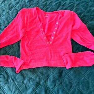 Urban Outfitters Hot Pink Buttoned Crop